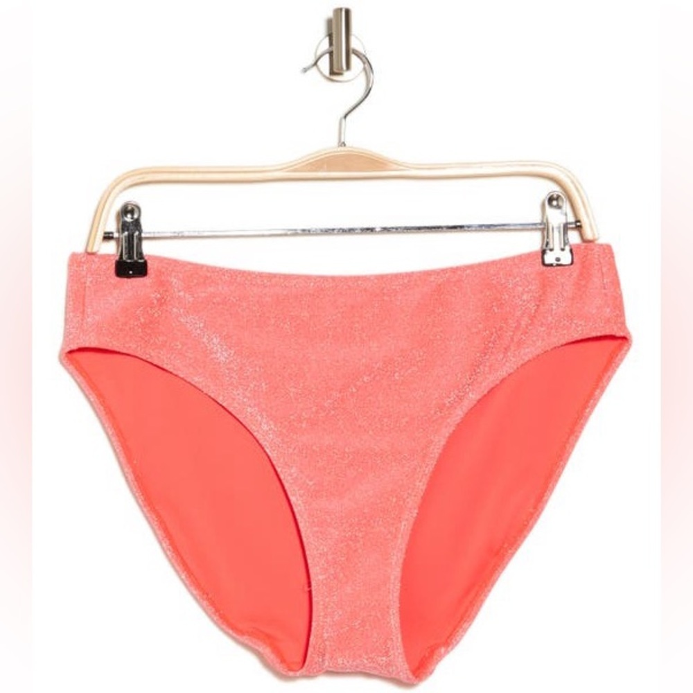 Good American Sparkle Low Rise Swim Briefs - Size 1 (US 2-4) - Fiery Coral - NWT